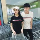 Couple Matching Contrast Trim Short-sleeve T-shirt