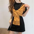 Set: Plain Short-sleeve T-shirt Dress + Camisole Top
