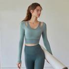 Long-sleeve Mock Two-piece Sports Top