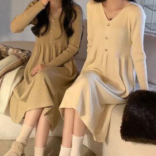 Plain Breasted Knit Dress