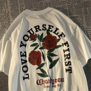 Short-sleeve Oversized Floral Print T-shirt