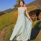 Spaghetti Strap Glitter Maxi A-line Dress