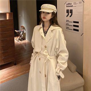 Double Breast Tie Waist Woolen Coat