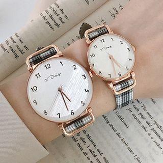 Plaid Canvas Strap Watch