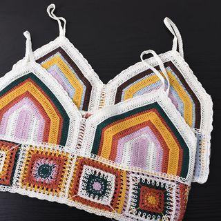 V-neck Crochet Cropped Camisole Top