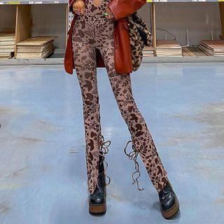 Patterned Lace-up Pants