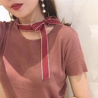 Ribbon Detail Short-sleeve Knit Top