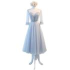 Plain Short Sleeve / Sleeveless / 3/4 Sleeve Bridesmaid Dress