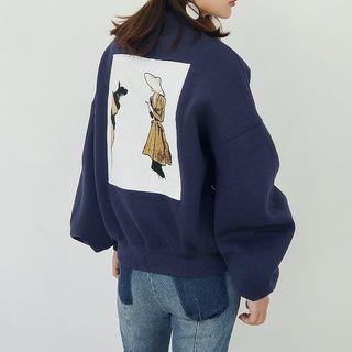 Printed-back Loose-fit Pullover