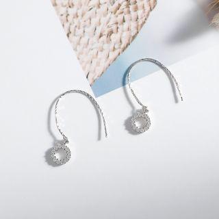925 Sterling Silver Rhinestone Mini Hoop Dangle Earring 1 Pair - Pendant - Small - Ring - One Size