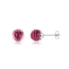 925 Sterling Silver Simple Geometric Round Stud Earrings With Red Austrian Element Crystal Silver - One Size