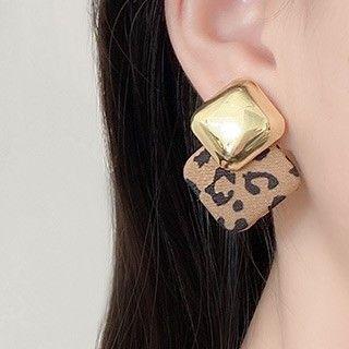 Leopard Print Drop Earring 1 Pair - Gold - One Size