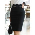 Pencil Skirt With Ring-buckle Belt