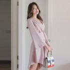 Pleated-front Handkerchief-hem Cocktail Dress