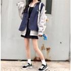 Dinosaur Print Mock Two-piece Zip Jacket