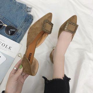 Buckled Pointy-toe Kitten-heel Pumps