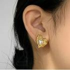 Heart Faux Pearl Alloy Earring 1 Pair - Gold & White - One Size