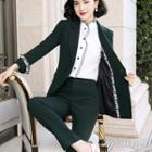 Set: Double-breasted Blazer + Blouse + Dress Pants