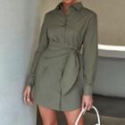 Cinch-waist Mini Sheath Shirtdress