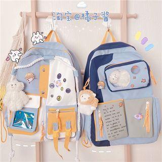 Multi-pocket Pvc Panel Backpack / Badge / Bag Charm / Set