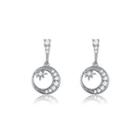925 Sterling Silver Romantic Star Moon Earrings With Austrian Element Crystal Silver - One Size