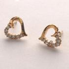Diamond Heart-shaped Earrings - Gold