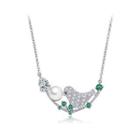 Fashion And Elegant Bird Cubic Zirconia Necklace With Imitation Pearls Silver - One Size