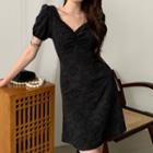Puff-sleeve A-line Eyelet Lace Dress