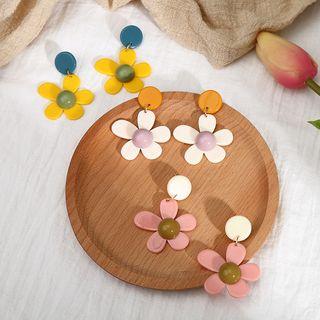 Color Block Acrylic Flower Dangle Earring