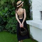 Spaghetti Strap Strappy-back Midi A-line Dress