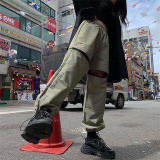 Lettering Zipped Straight-fit Pants