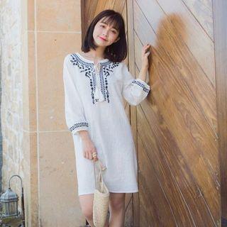 Long Sleeve Embroidered Dress