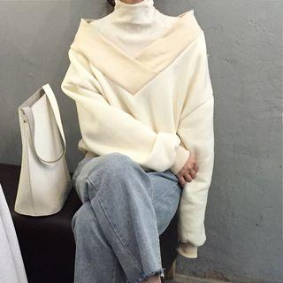 Mock Two Piece Turtleneck Pullover