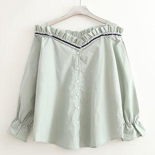 Off Shoulder Contrast Trim Blouse