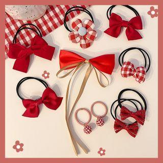 Set Of 10: Hair Tie 11# - Set Of 10 Pcs - Red - One Size