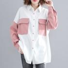 Two Tone Shirt Pink & White - One Size