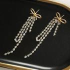 Alloy Bow Faux Crystal Fringed Earring