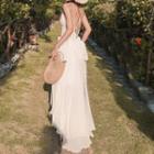 Spaghetti Strap Cross Back A-line Dress