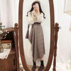 Plain Lantern-sleeve Blouse / Mock Two-piece Midi Skirt