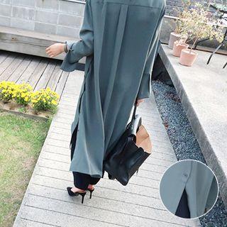Fly-front Long Blouse