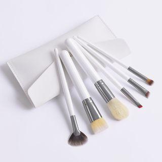 Set Of 6: Makeup Brush + Bag Set Of 6 - Makeup Brush & Bag - Silver & White - One Size