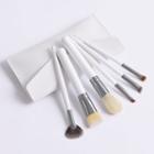 Set Of 6: Makeup Brush + Bag Set Of 6 - Makeup Brush & Bag - Silver & White - One Size
