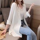 3/4-sleeve Slit-side Chiffon Blazer