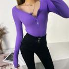 Long Sleeve Round-neck Knit Top
