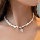 Faux Pearl Pendant Necklace 1 Pc - White - One Size