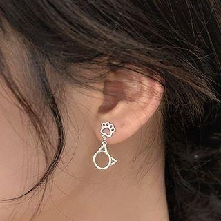 Cat Sterling Silver Dangle Earring