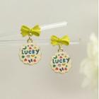Lettering Drop Earring 1 Pair - Light Green & Beige - One Size
