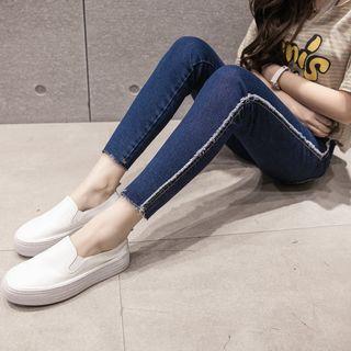 Fringed Cropped Skinny Jeans