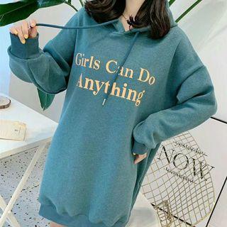 Hooded Lettering Sweatshirt Skirt