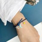 925 Sterling Silver Moon & Star Bracelet S060 - Star & Moon - Blue - One Size